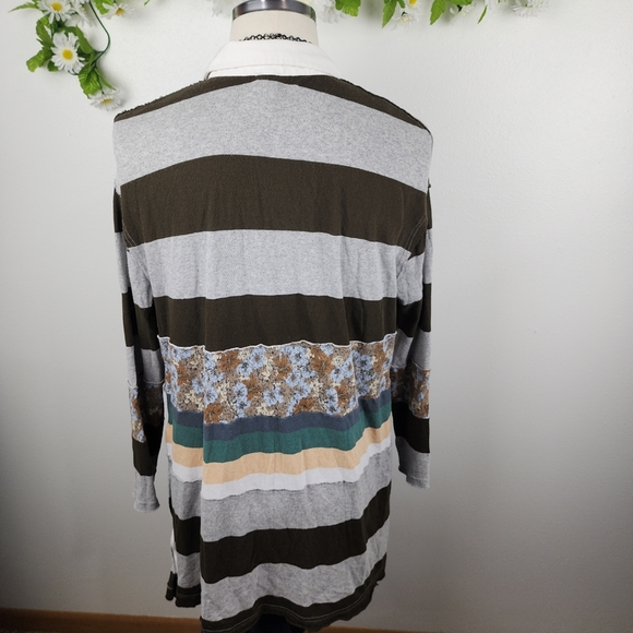 We The Free P+S Eloise Striped Multicolor Women's Polo Boho Top - Picture 7 of 8